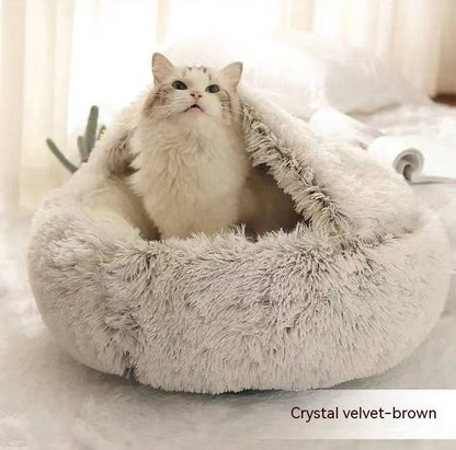 Soft, plush 2-in-1 pet bed by My Store, cozy self-warming house for cats and dogs, perfect for warm, comfortable rest.