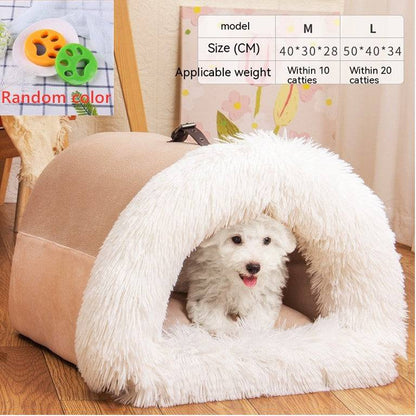 Cozy soft portable pet nest bed for dogs and cats, featuring plush lining and supportive structure for comfort.