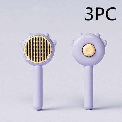 Cat Comb Hair Removal Brush set of 3PC in purple, perfect for gentle grooming and massage for pets.