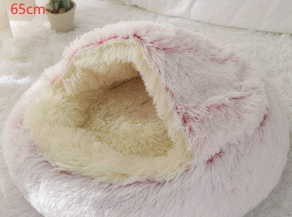 Soft, plush 2-in-1 pet bed from My Store, featuring a cozy, self-warming house suitable for cats and dogs.