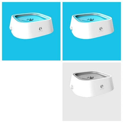 Pet water bowl for dogs and cats, 1.5L anti-overflow design, made by My Store, shown with water and pet-friendly features.