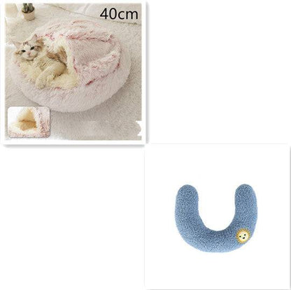Soft, plush 2-in-1 pet bed by My Store for cats and dogs, featuring a cozy, self-warming house for ultimate comfort.