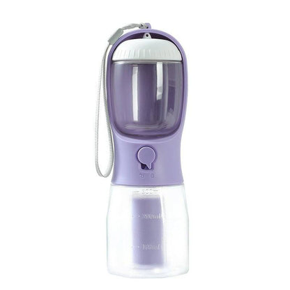 Portable 3-in-1 dog water cup and travel bottle for pets, featuring a compact design with water reservoir and drinking bowl.