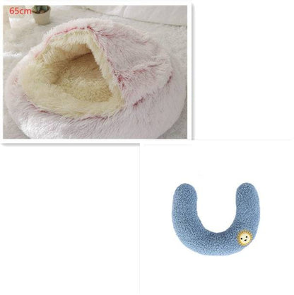 Soft plush 2-in-1 pet bed by My Store, cozy self-warming house for cats and dogs, designed for warmth and comfort.