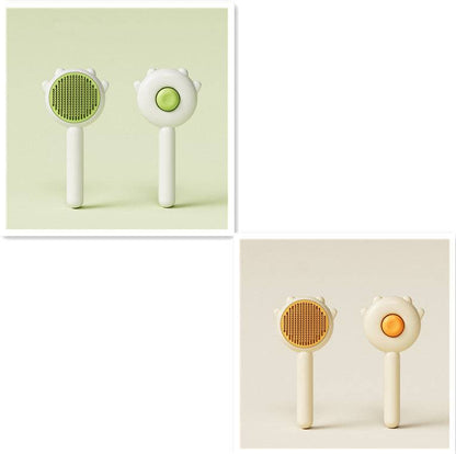 Cute pet-themed earphones with colored buttons in green and orange, against a pale background.