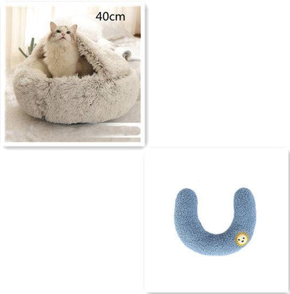 Soft, plush 2-in-1 warm pet bed by My Store, cozy self-warming house for cats and dogs with a comfortable interior.