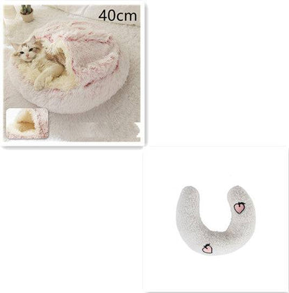 Soft, plush 2-in-1 warm pet bed from My Store, cozy self-warming house for cats and dogs with cushioned interior.