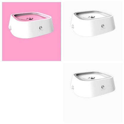 Pet water bowl for dogs and cats, 1.5L anti-overflow design, made by My Store, shown on a clean surface with water inside.