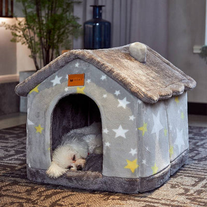 Foldable pet dog and cat house bed by My Store, cozy enclosed cave for comfortable indoor resting.