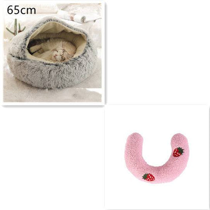 Soft 2-in-1 plush pet bed by My Store, featuring a cozy self-warming house for cats and dogs, ideal for warmth and comfort