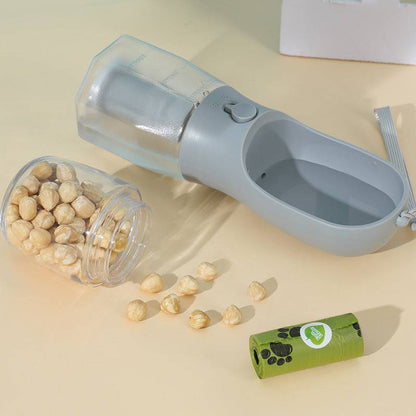 Portable 3-in-1 dog water cup by My Store with integrated water bottle, bowl, and clip for travel and outdoor pet hydration.