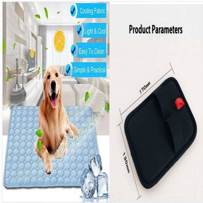 Pet Ice Silk Cooling Pad for dogs and cats, breathable self-cooling mat with soft, smooth surface for comfort.