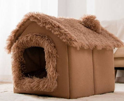 Foldable My Store pet dog and cat house bed with cozy enclosed cave design, ideal for comfortable outdoor or indoor use.