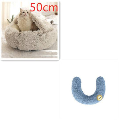 Soft, plush 2-in-1 pet bed by My Store featuring a cozy, self-warming house for cats and dogs to rest comfortably.