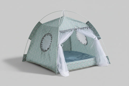 Cozy enclosed pet tent bed for cats with soft interior, providing a private and comfortable space for your cat.