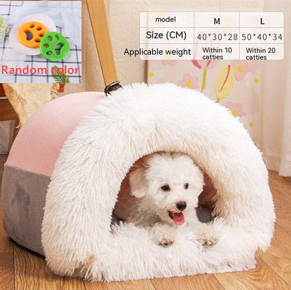Cozy soft portable pet nest bed for dogs and cats, featuring plush interior and warm, comfortable design from My Store.