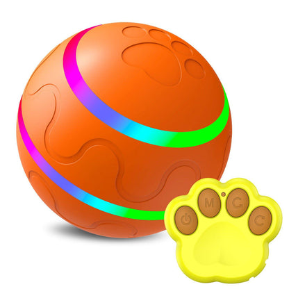 Self-rotating cat ball toy for cats, USB rechargeable interactive pet toy with colorful spinning motion.