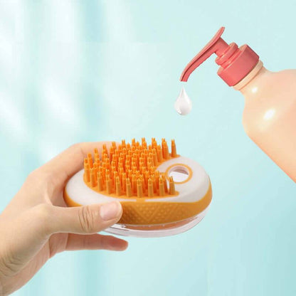 Soft silicone pet bath brush from My Store, showing the grooming tool with gentle massage bristles for effective pet cleaning.
