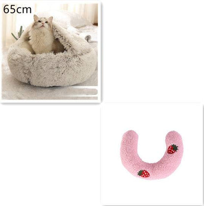 Soft plush 2-in-1 warm pet bed by My Store, cozy self-warming house for cats and dogs, ideal for comfort and relaxation.