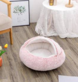 Soft, plush 2-in-1 pet bed by My Store, cozy self-warming house ideal for cats and dogs to relax comfortably.