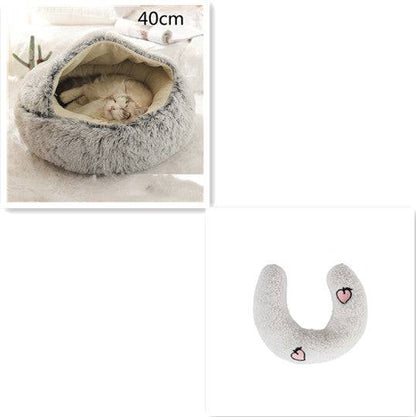 Soft, plush 2-in-1 warm pet bed by My Store, cozy self-warming house for cats and dogs with a comfortable interior.
