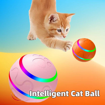 Self rotating cat ball toy by My Store, interactive USB rechargeable pet toy with colorful spinning motion for cats to play with.