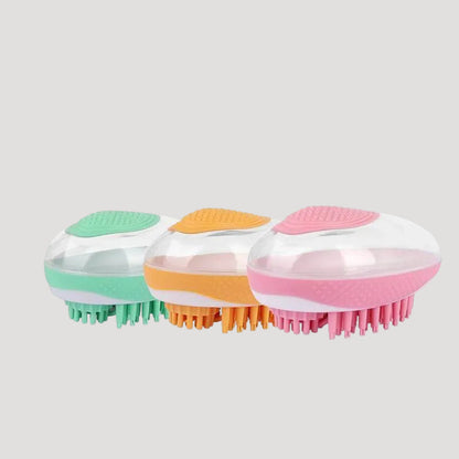Soft silicone pet bath brush from My Store, 2-in-1 grooming and massage tool for pets with gentle bristles and ergonomic design.
