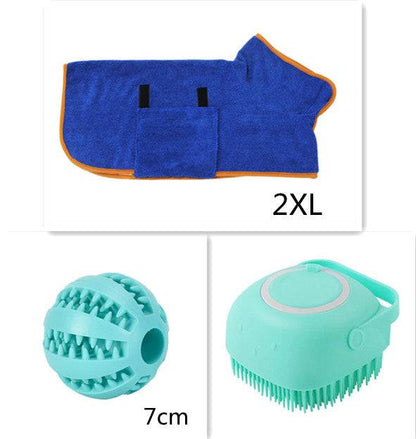 Silicone dog bath massage brush with shampoo dispenser, grooming tool for pets, featuring soft bristles for gentle cleaning and massage.