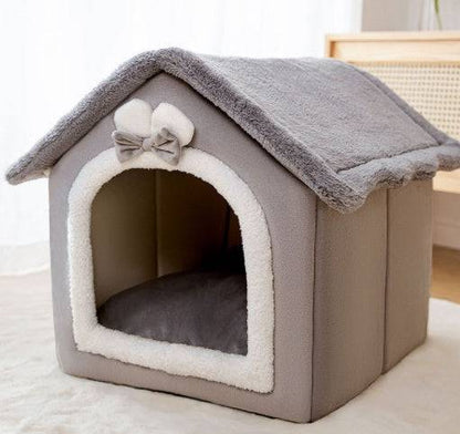 Foldable dog and cat house bed by My Store, cozy enclosed pet cave with soft interior for comfort and warmth.