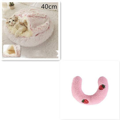 Soft plush 2-in-1 pet bed by My Store, cozy self-warming house designed for cats and dogs to stay warm and comfortable.